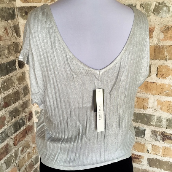 White House Black Market Shimmery Silver Top Size Medium - Y2K Vibes - Picture 2 of 4